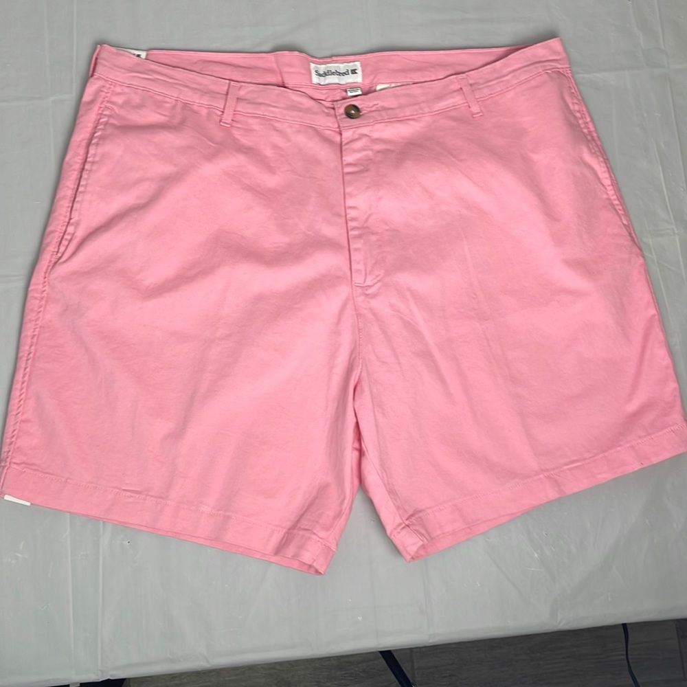 Saddlebred pink flat front shorts mens 42 waist 7 in. comfort flex waistband